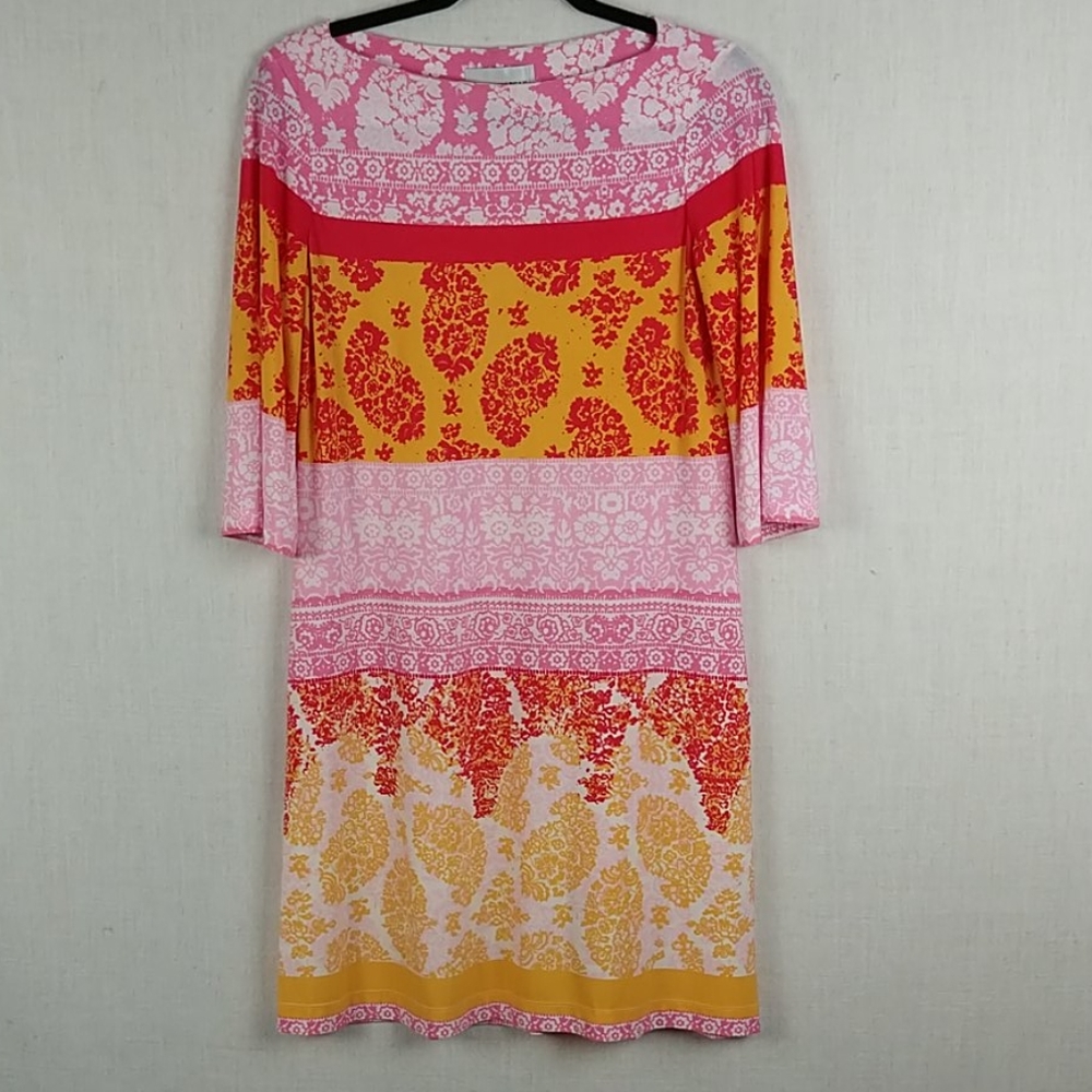 Donna Morgan Colorful Jersey Shift Dress Size 8